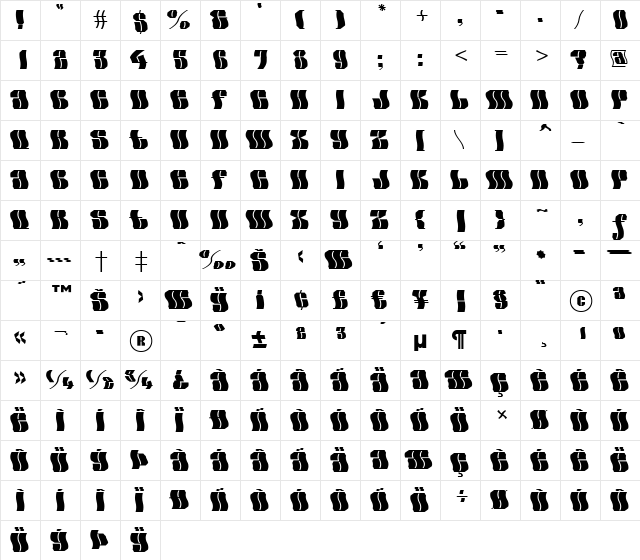 a_GladeWv Regular  glyph index