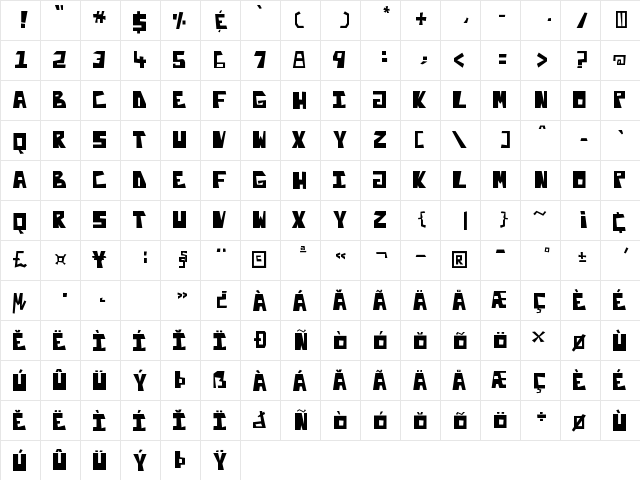 Enliteleo Regular  glyph index