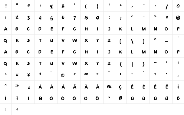 99 Text  glyph index