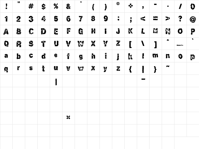 CK Grunge Regular  glyph index