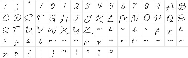 Pottoray Regular  glyph index