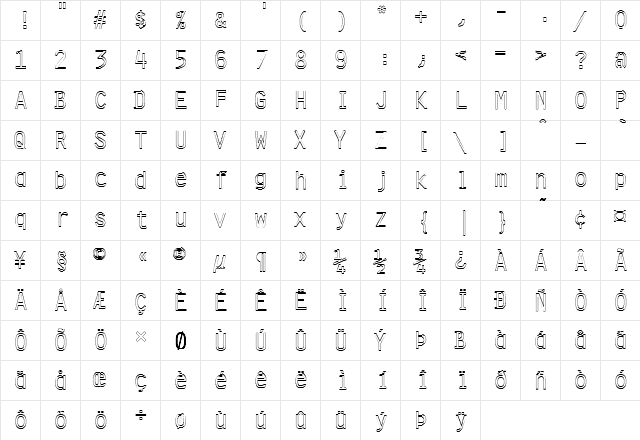 FZ DIGITAL 4 HOLLOW Normal  glyph index