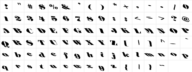 Fictive07 Regular  glyph index