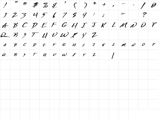 Deranged 6 Regular  glyph index