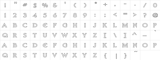 Liberty Hollow Wd Regular  glyph index