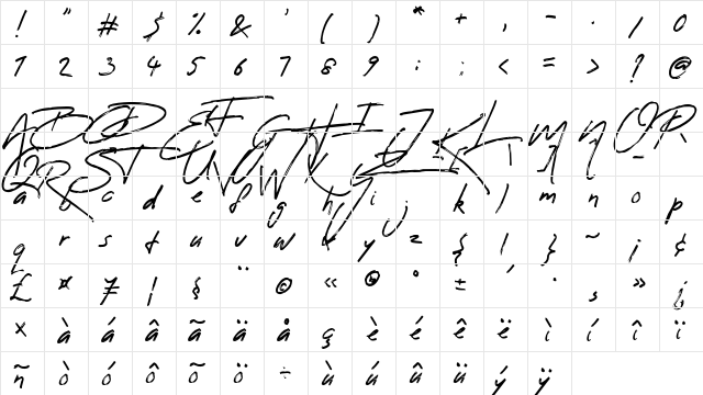 Reey Regular  glyph index