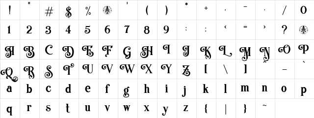 Treva del Mar Regular Personal Regular  glyph index