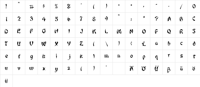 Bonzai Regular  glyph index