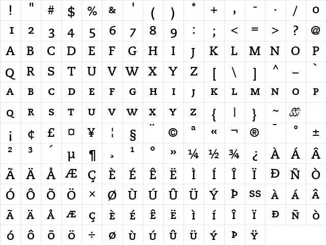 Monologue Caps SSi Bold Small Caps  glyph index