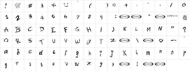 Font for Erin Regular  glyph index