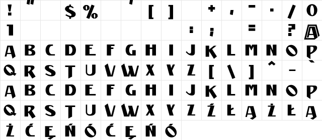 Manifest Regular  glyph index