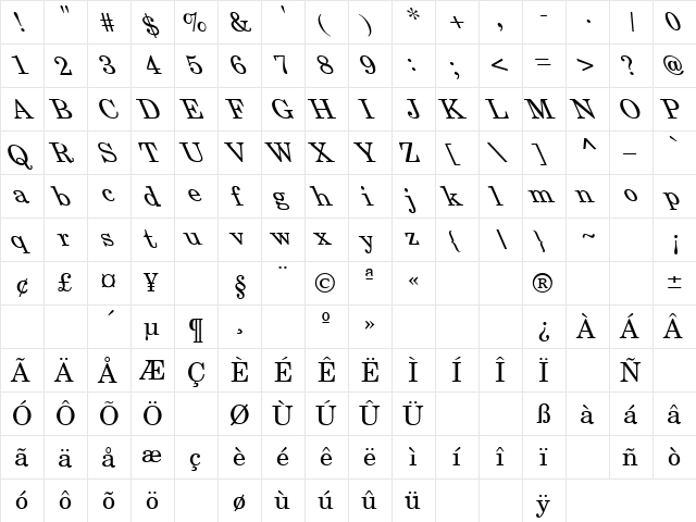 Adam's Apple 12 Regular  glyph index