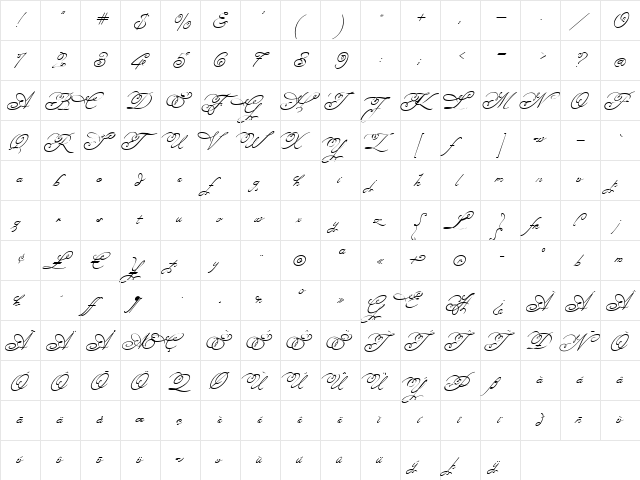 Miss Fajardose Regular  glyph index