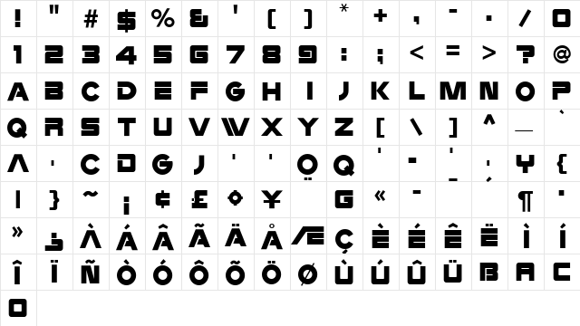 Logotype Regular  glyph index