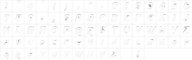 FrenchBeanOutline Oblique  glyph index
