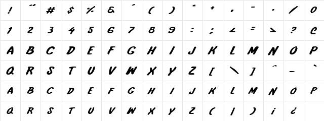 International Super Hero Exp Expanded  glyph index