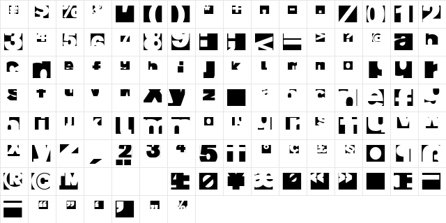 FragmentBO4 Regular  glyph index