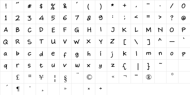 Didno Regular  glyph index