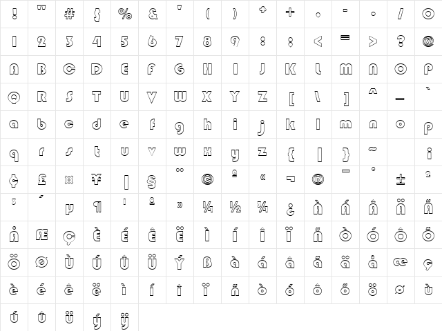 Blippo-Outline Normal  glyph index