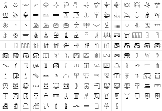GlyphExtLibM Medium  glyph index