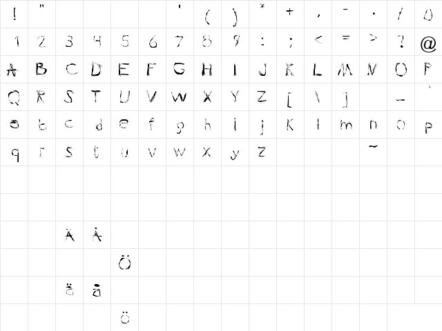 PleasureGelf Regular  glyph index