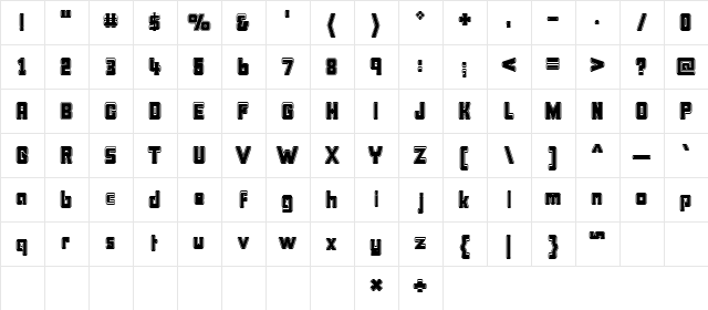 Bonk College Regular  glyph index