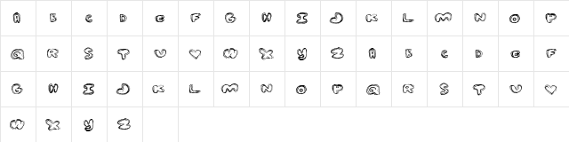 OutlineAround Regular  glyph index