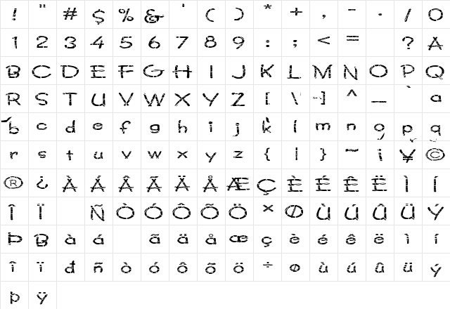 FZ JAZZY 34 CRACKED EX Normal  glyph index
