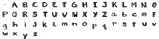 Krisdotty Regular  glyph index