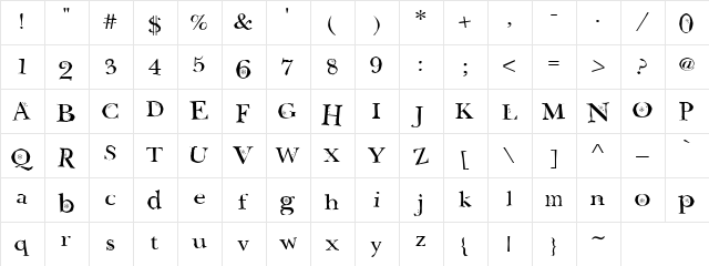 LDJ Ho Ho Snow Regular  glyph index
