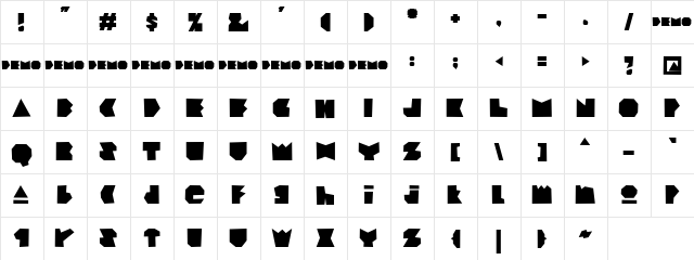 BadBoyInc demo Regular  glyph index