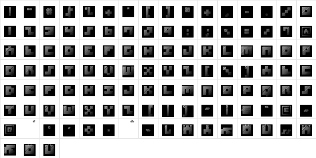 MKSquaresHatchBricks Regular  glyph index
