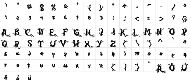 Darkwood Shadow Regular  glyph index