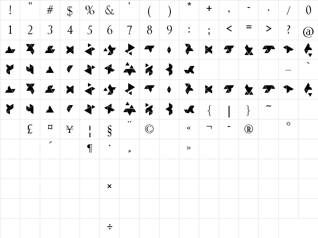 Covenant Regular  glyph index