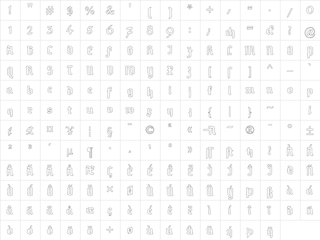Deutsch-Gotisch Outline Regular  glyph index