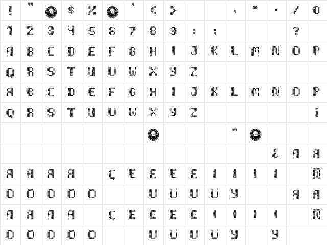 Grandma Rules! Regular  glyph index