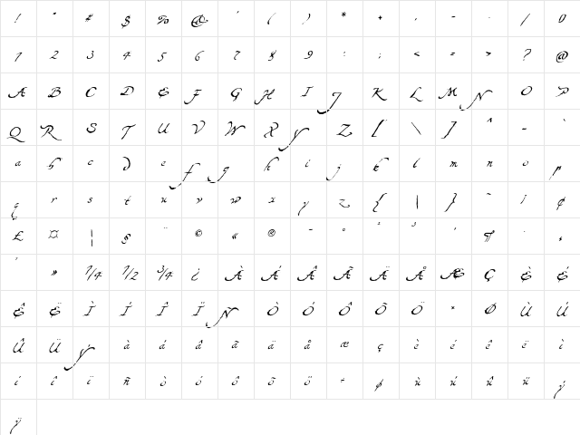 Majidah Regular  glyph index