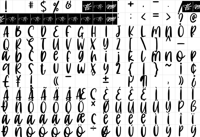 Jupiter Love Regular  glyph index