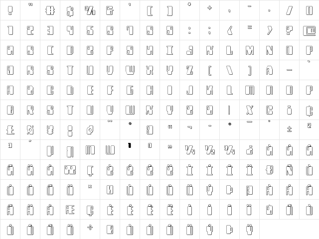 Zyborgs Outline Outline  glyph index