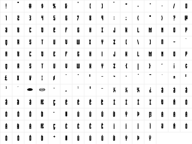 Viceroy of Deacons Bold Bold  glyph index