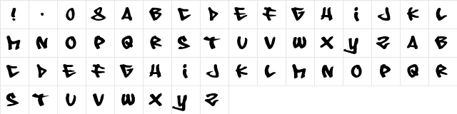 08 Underground Regular  glyph index