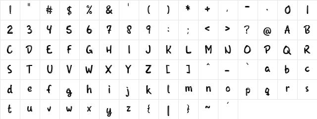 Snufkin Regular  glyph index