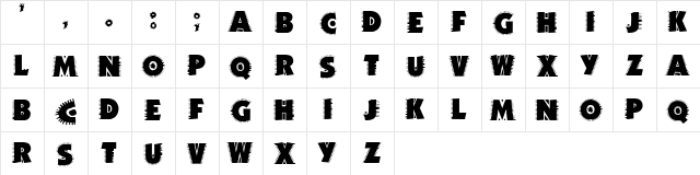 JICAMA Regular  glyph index