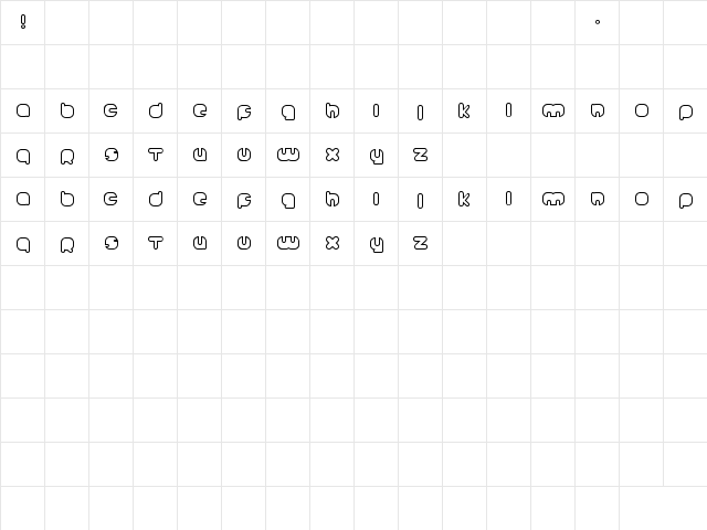 Johanneke Regular  glyph index