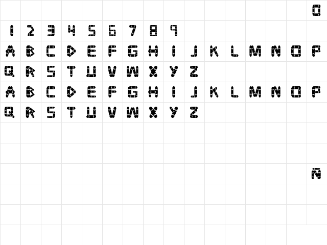 tabla Regular  glyph index