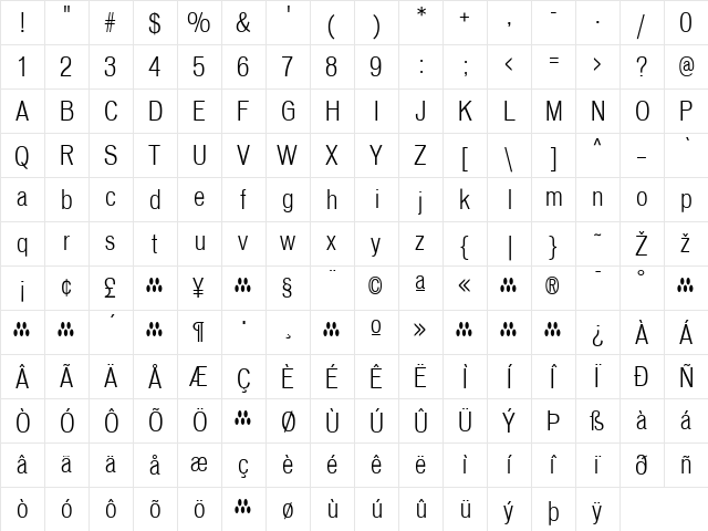 Vonnes Regular  glyph index