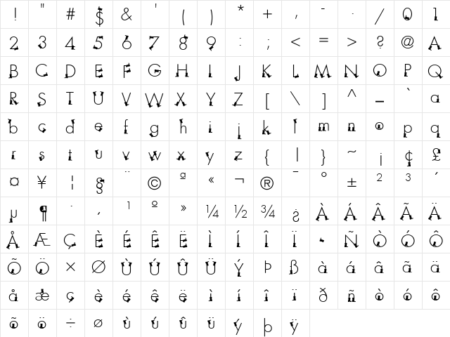 AICaligula Regular  glyph index