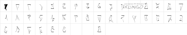 Klingo Regular  glyph index