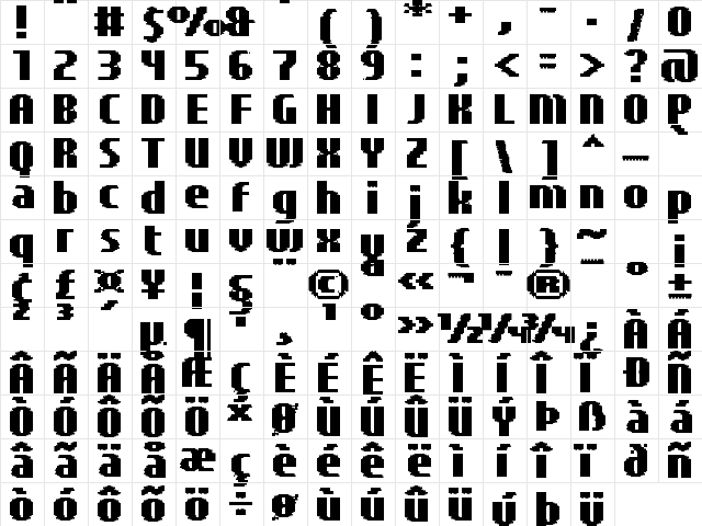 UF Elementar Basica 13.31.1 a Regular  glyph index