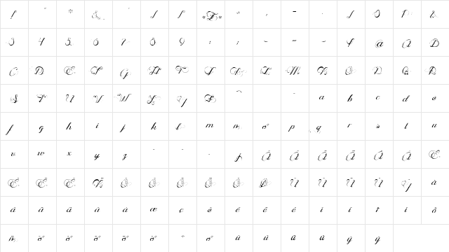 Oph鬩a Script Italic  glyph index